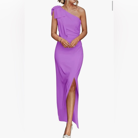 Purple one sleeved wedding guest dress! Sz Medium! - Picture 1 of 4